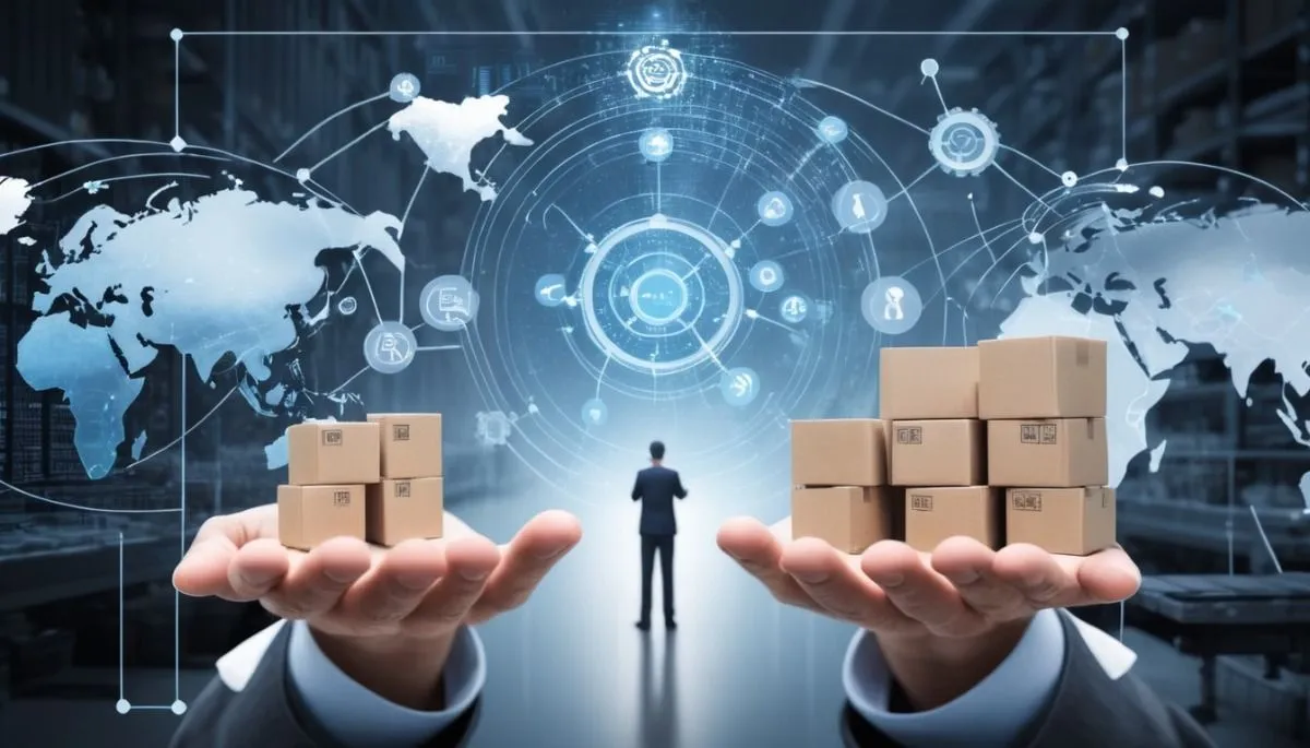 Lagerhalle mit Robotern